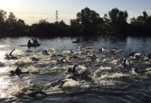 Open water swimming in a wetsuit