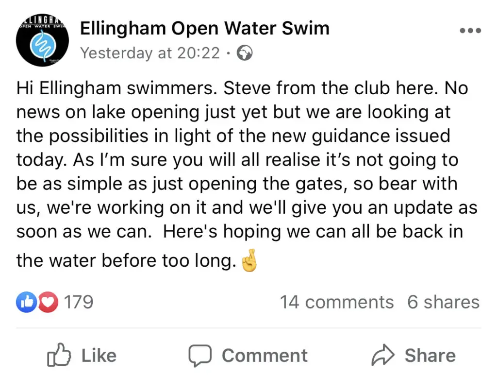 open water swimming reopens