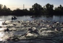 Open water swimming in a wetsuit Open water swimming in a wetsuit
